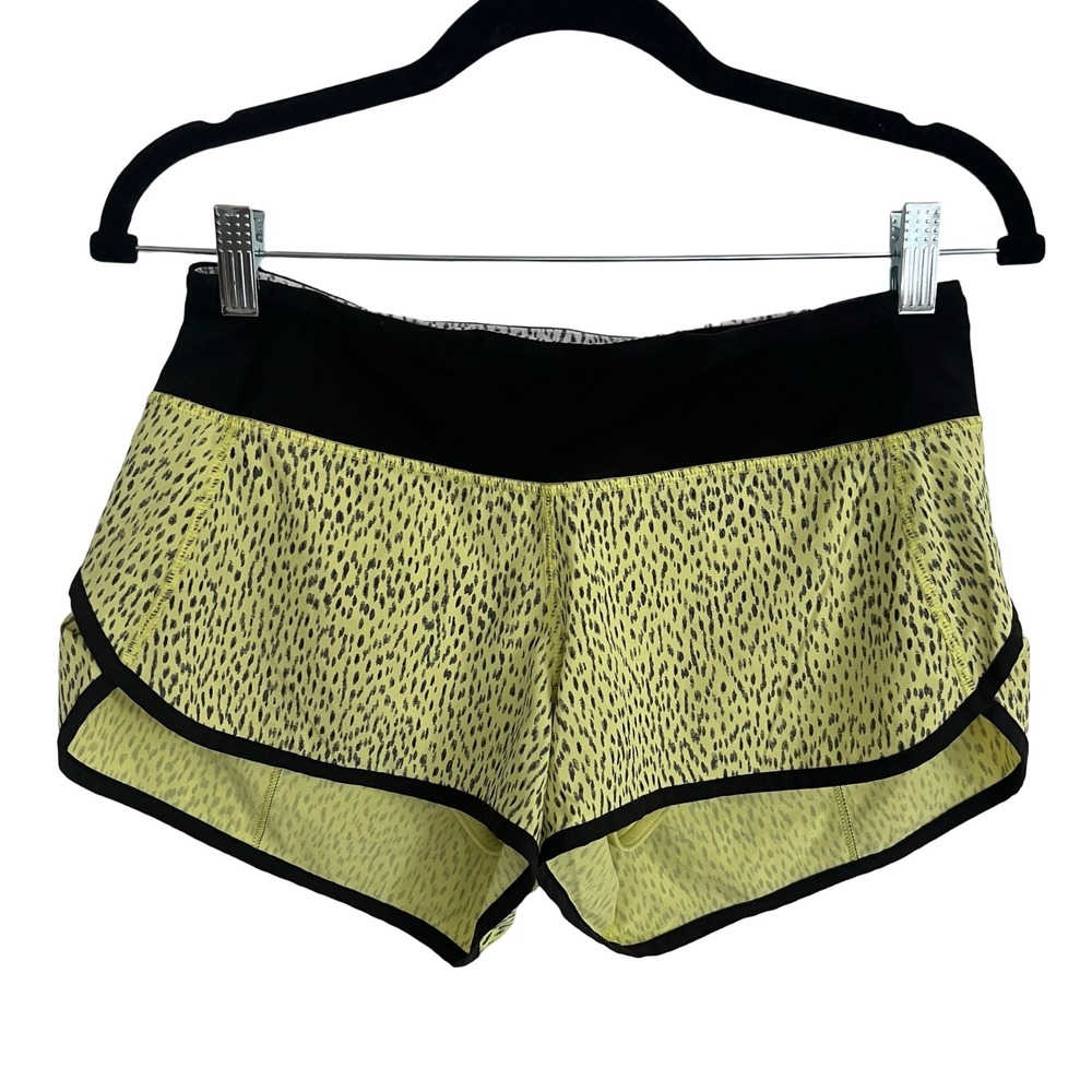 Lululemon Speed Up Shorts Womens 4 Yellow Black Speckled Lined Running 2.5"